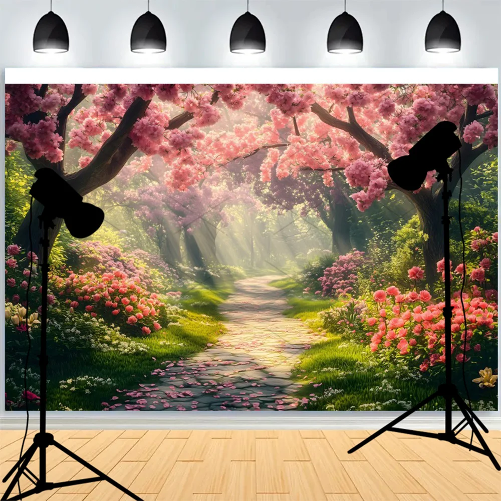 Castle Turret Ivy Cloud Wildflower Firefly Photography Background Enchanted Tree Rainbow Arch Brook Photo Studio Backdrops CT-06