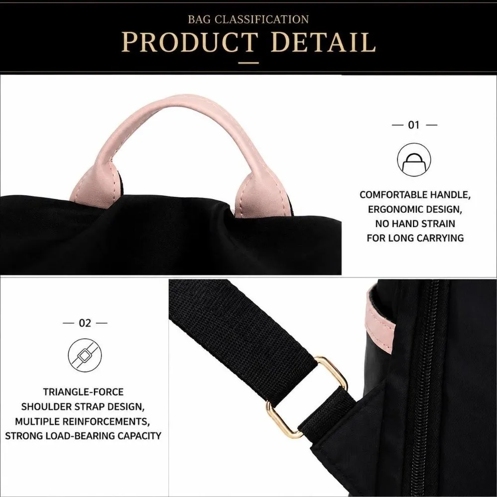 Chic Multi‑pocket Women Backpack Lightweight Water‑resistant Anti‑theft Backpack Oxford Cloth Durable Travel Rucksack Daily