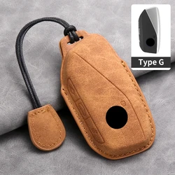 Leather Car Key Case Cover Shell For BMW i7 X7 G07 LCI iX I20 X1 U11 7 Series G70 G09 XM U06 G81 M3 2023 Protector Fob Keychain