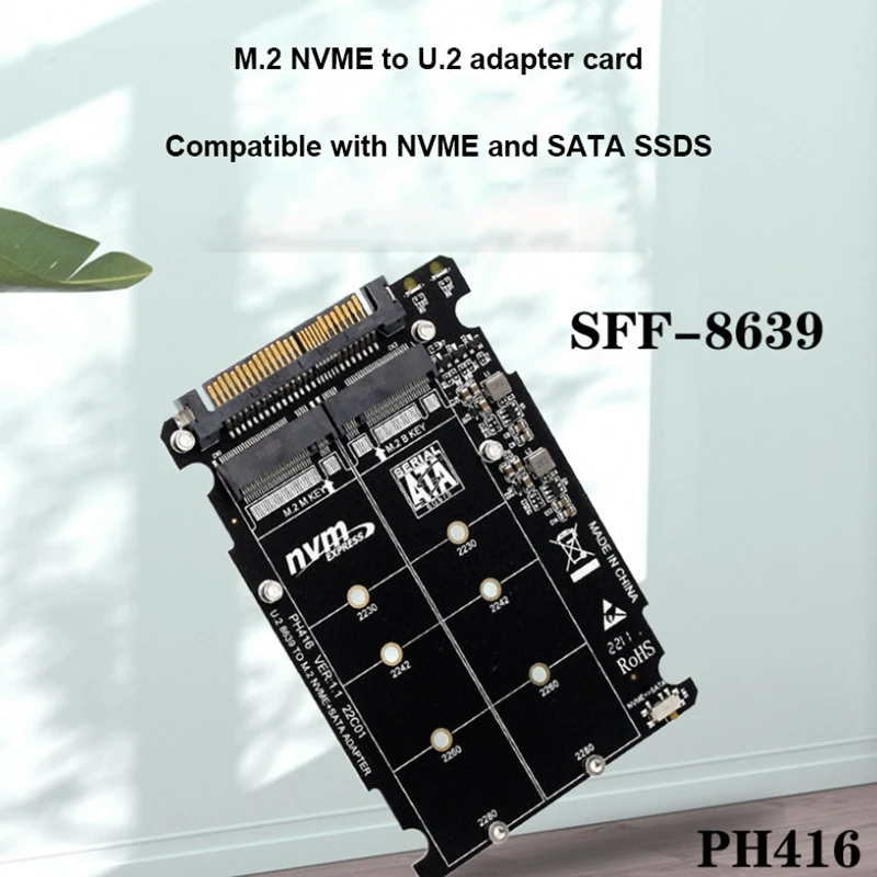 1 Piece PCIE3.0 NVME NGFF To U.2 SFF8639 Riser Card Black Dual Interface Expansion Card