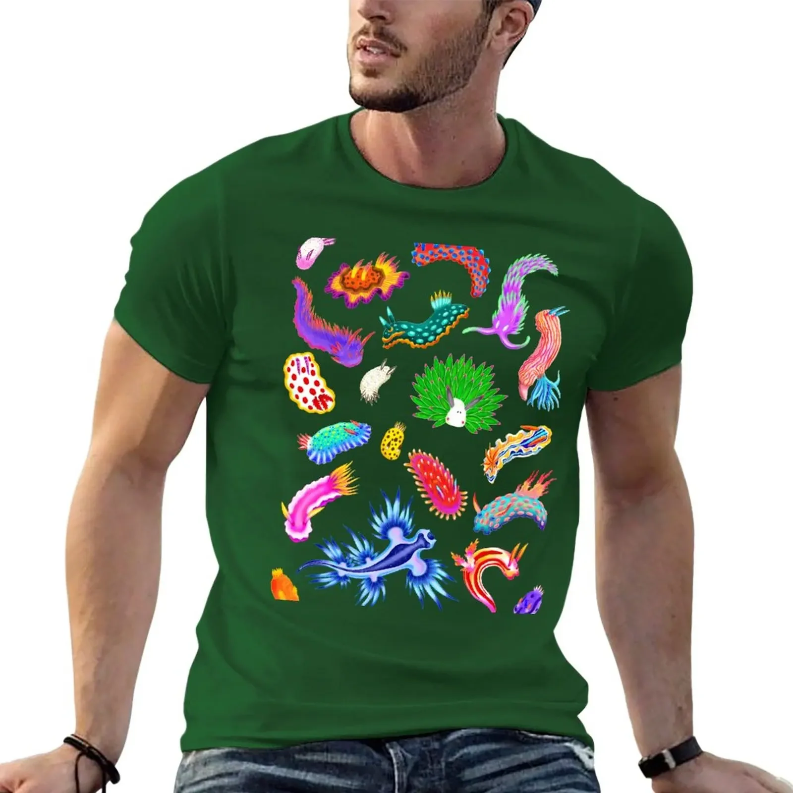 Summer Tops Boys T Shirts T Shirt Men New Rainbow Nudibranchs (Sea Slugs) Assortment T-Shirt Oversized Men Clothing Summer Tops