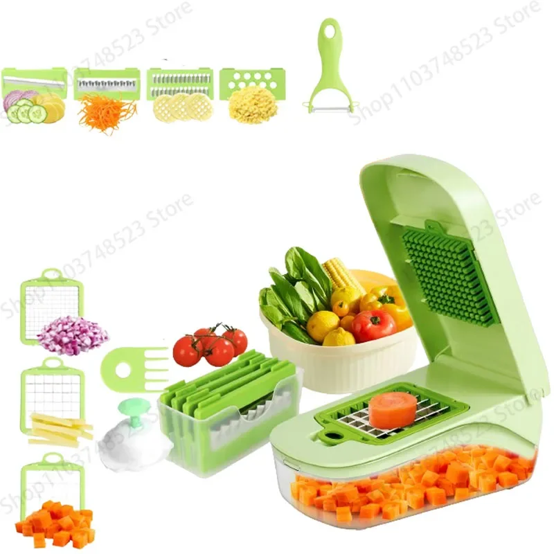 

2024New 17/8pcs Set,Vegetable Chopper, Multifunctional Fruit Slicer, Manual Food Grater, Vegetable Slicer, Cutter With Container