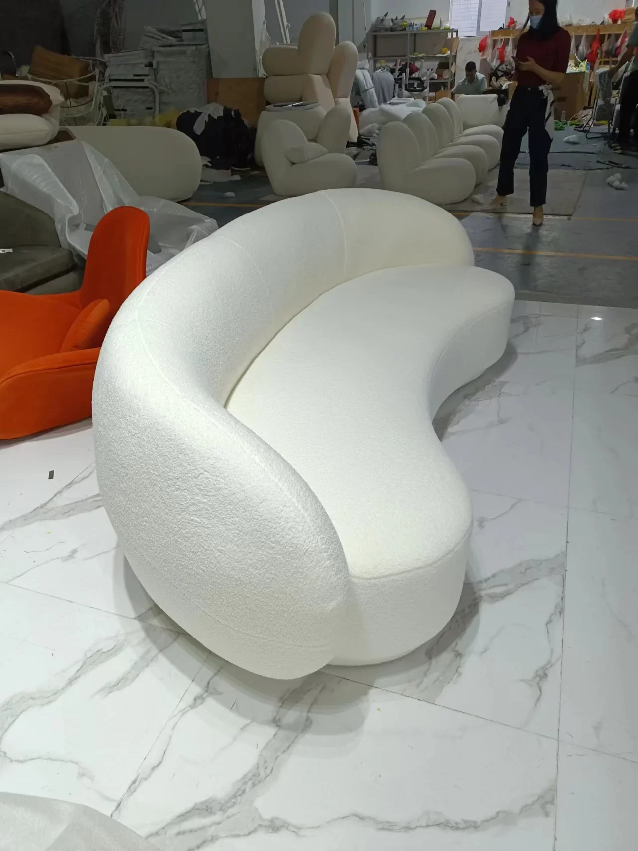 

М Европейский берберский флисовый дуговой диван для гостиной, современный минимализм, тканевый диван специальной формы l