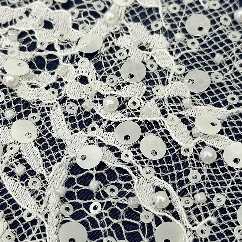 11 cores 2025 frisado lantejoulas pérolas bordado tecido de renda vestido de noiva material diy moda apliques acessórios