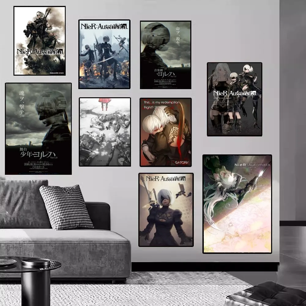 NieR Automata Self-adhesive Art Poster Decoracion Painting Wall Art White Kraft Paper Home Decor