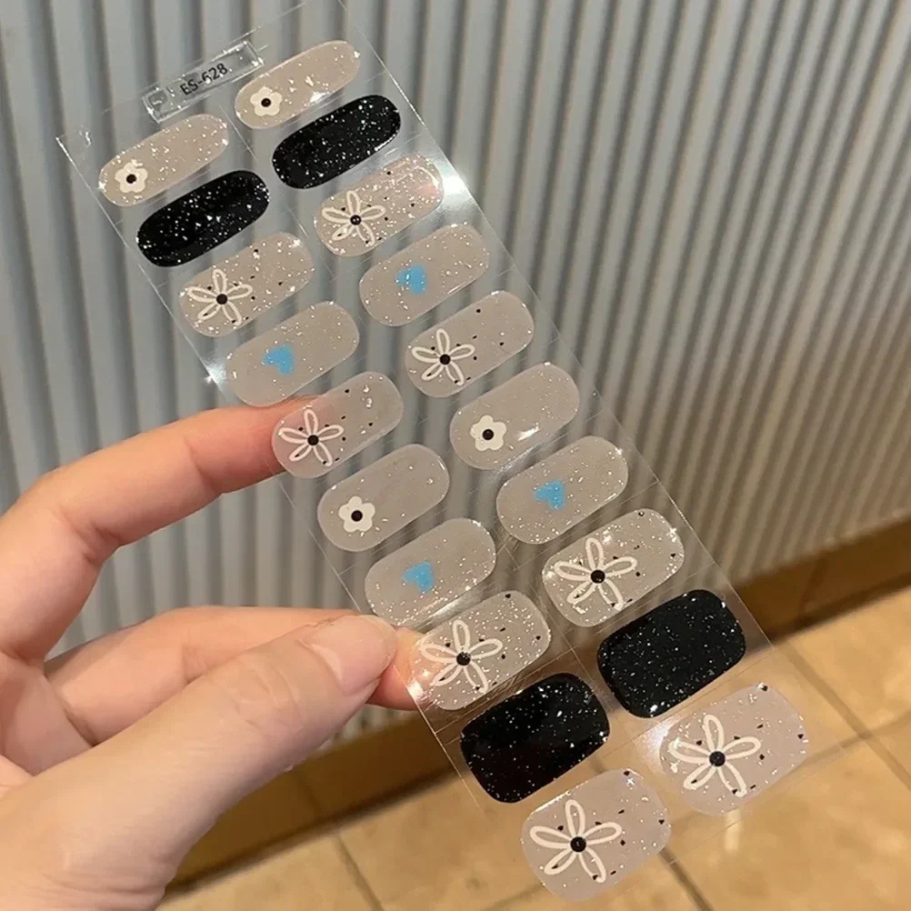 20 نصائح نقية بيضاء/أسود/عارية شبه معالجة هلام مسمار ملصقات طويلة الأمد كريم مسمار شرائط التصحيح المنزلق الأشعة فوق البنفسجية مصباح شفاء مائي