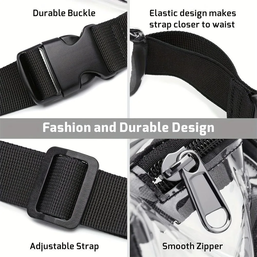 Bolso Bandolera Transparente de PVC, Aprobado para Estadios, Riñonera para Mujeres y Hombres, Estilo Casual para Festivales y Deportes