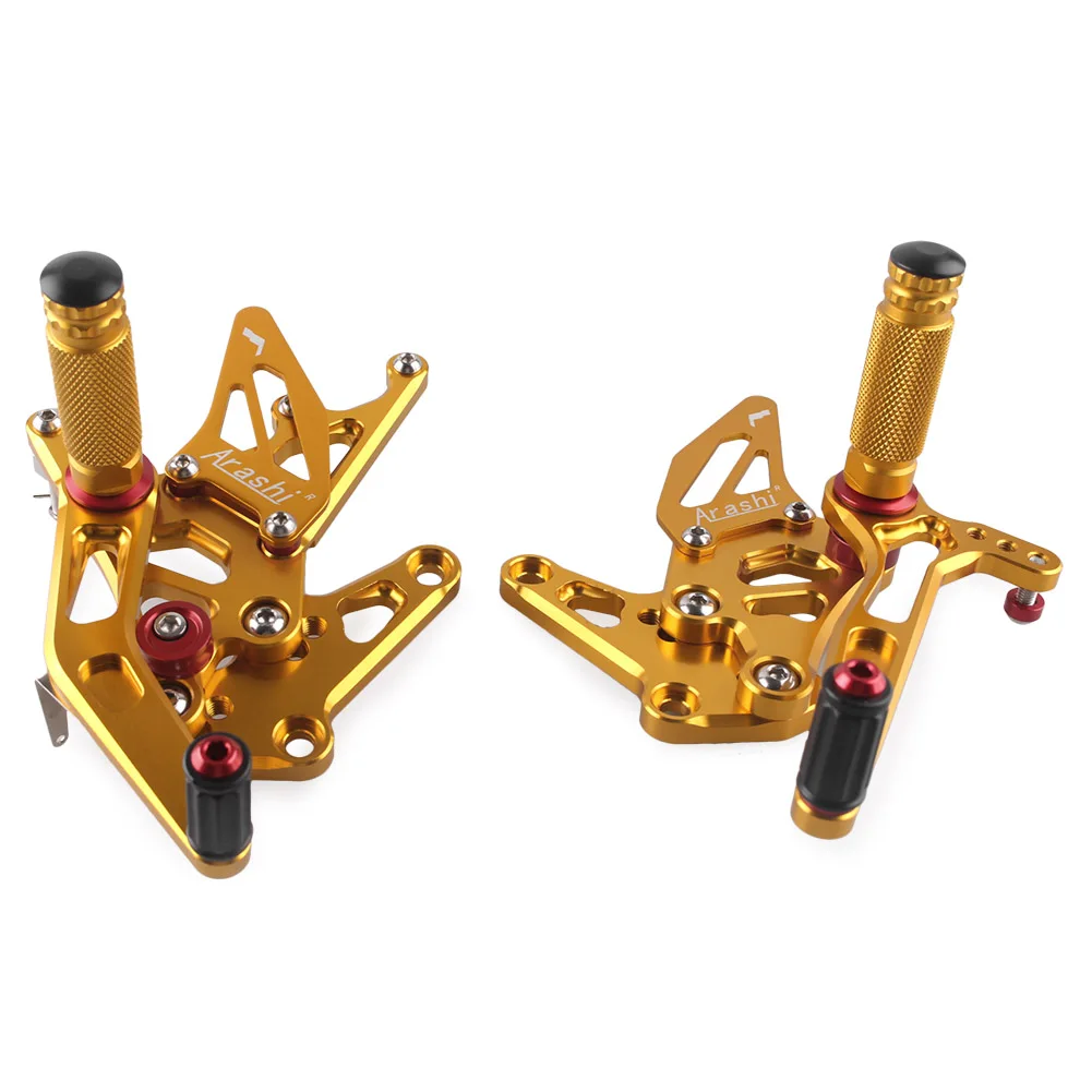 1Pair Gold Motorcycle Adjustment Front Rider Rearset Foot Pegs Rest Footrest For Suzuki Hayabusa GSX1300R 1999-2020 CNC Aluminum