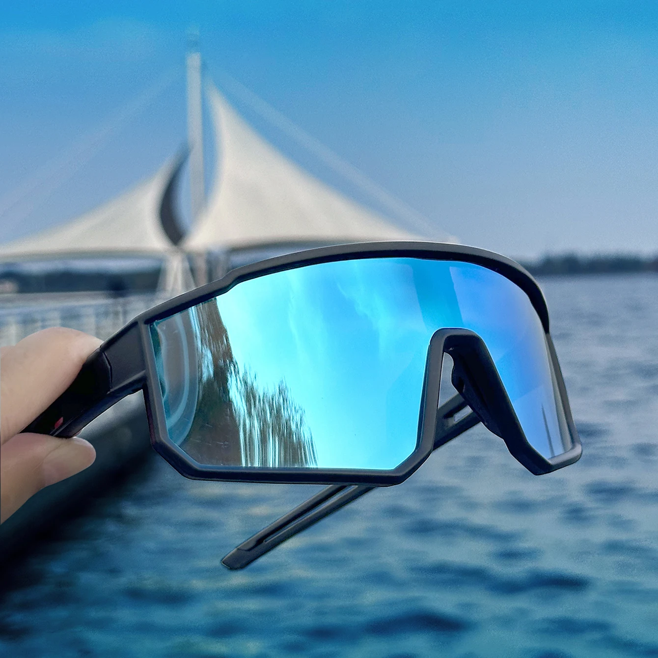 Unisex UV400 Angelbrille, modisch, brandneuer Stil, winddicht, Fahrrad-Straßenbrille für Männer und Frauen, Radfahren, Wandern, Camping, Fahren