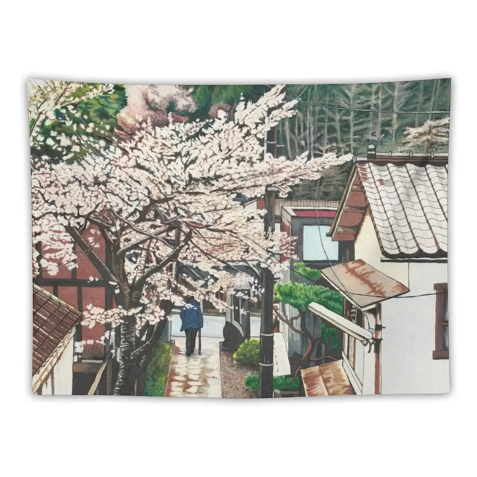 Passing by Cherry Blossoms Tapestry Decorations For Your Bedroom Aesthetics For Room Tapestry