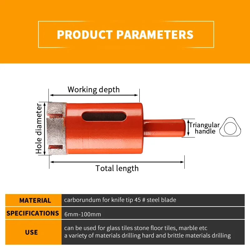 Diamond Cup Saw for Porcelain Tile 6mm Opener Diamond Core Bits Hole Saw Drill Bit Granite Brick Tile Ceramic Concrete Drilling