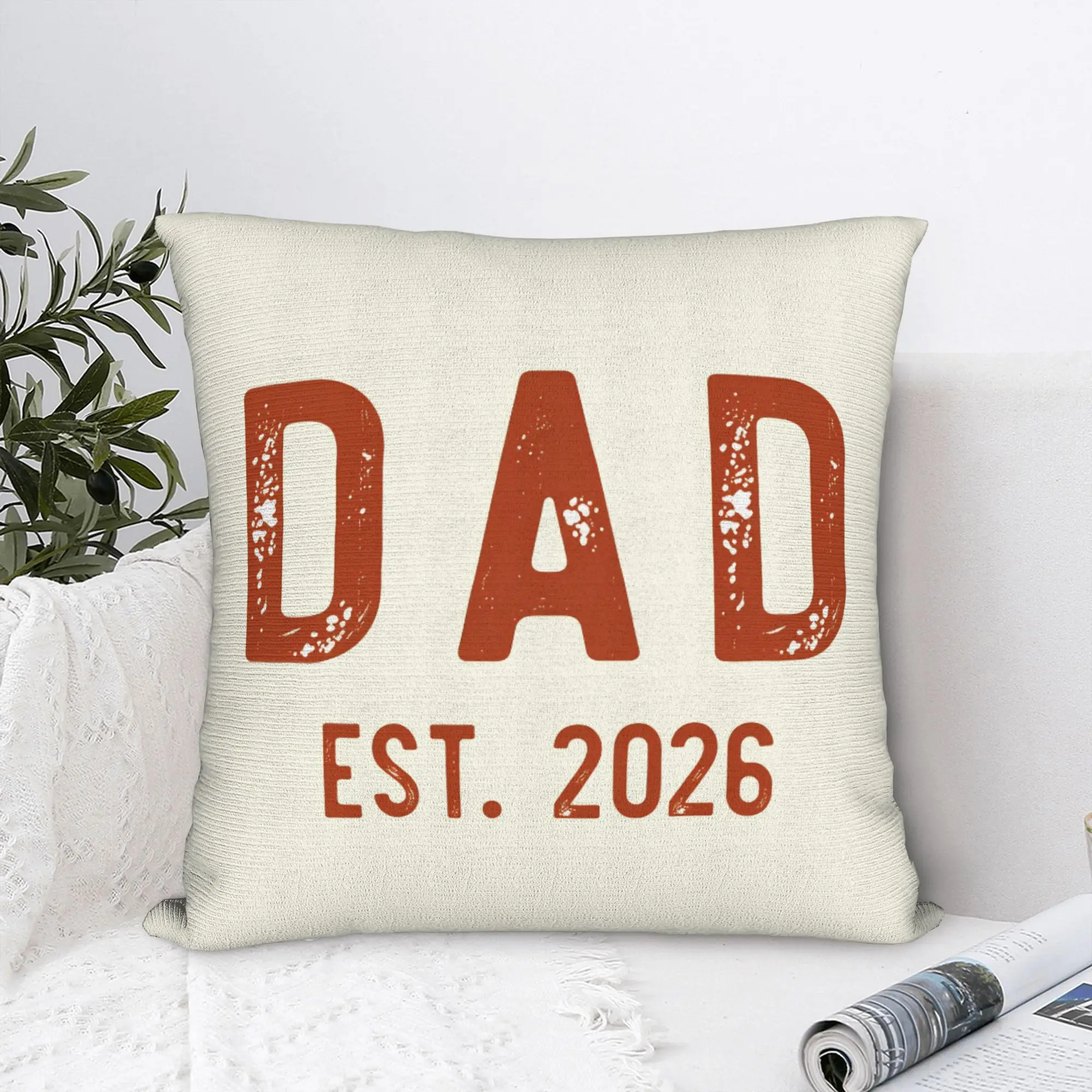 Father Day Dad Est 2026 Papa Pillow Case  Retro Trendy Pillow Cover Soft Pillowcases For Living Room Bed Chair