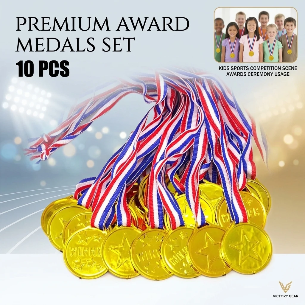10pcs Plastic Gold Winner Award Medals Kids Birthday Party Favors Sports Game Prize Toys Soccer Football Party Pinata Filler
