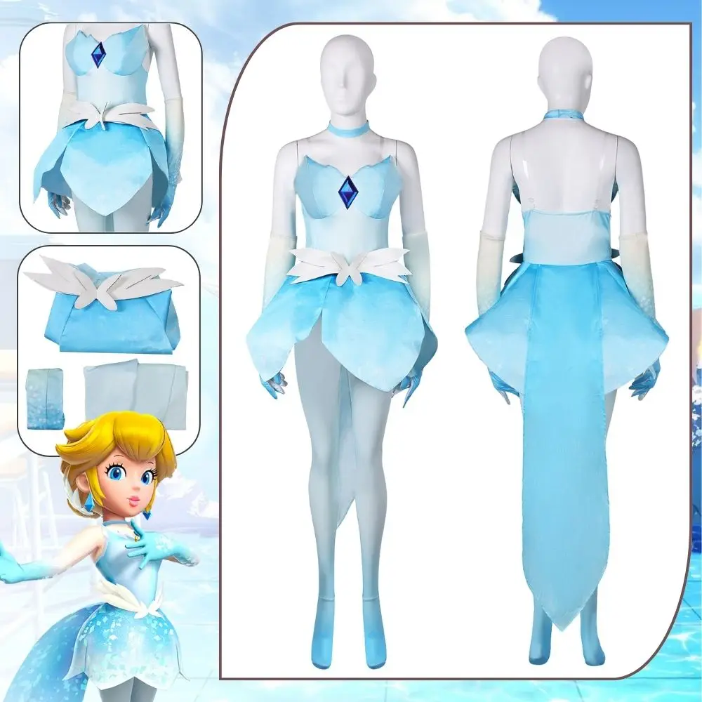 

Princess Peach Cosplay Fantasia Costume Disguise for Women Girls Dress Female Elf Dresses Outfits Halloween Carnival Clothes