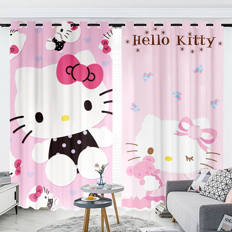 

Затемняющие шторы Hello Kitty, новый дизайн, Мультяшные милые розовые шторы для детской комнаты, спальни, эркера, украшения для дома, стиль принцессы