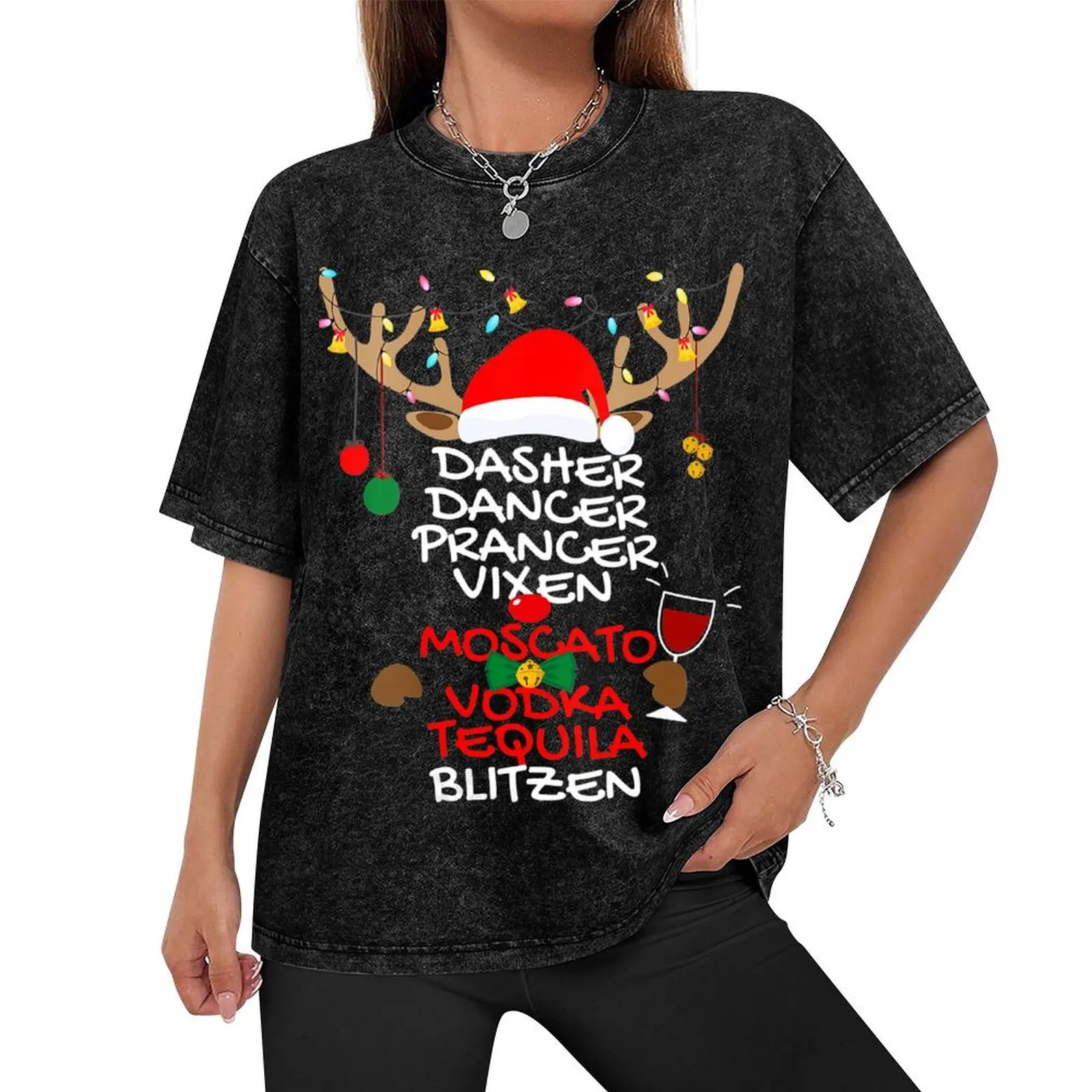 Dasher Dancer Prancer Vixen Moscato Vodka Tequila Blitzen T-Shirt oversized oversizeds mens clothes