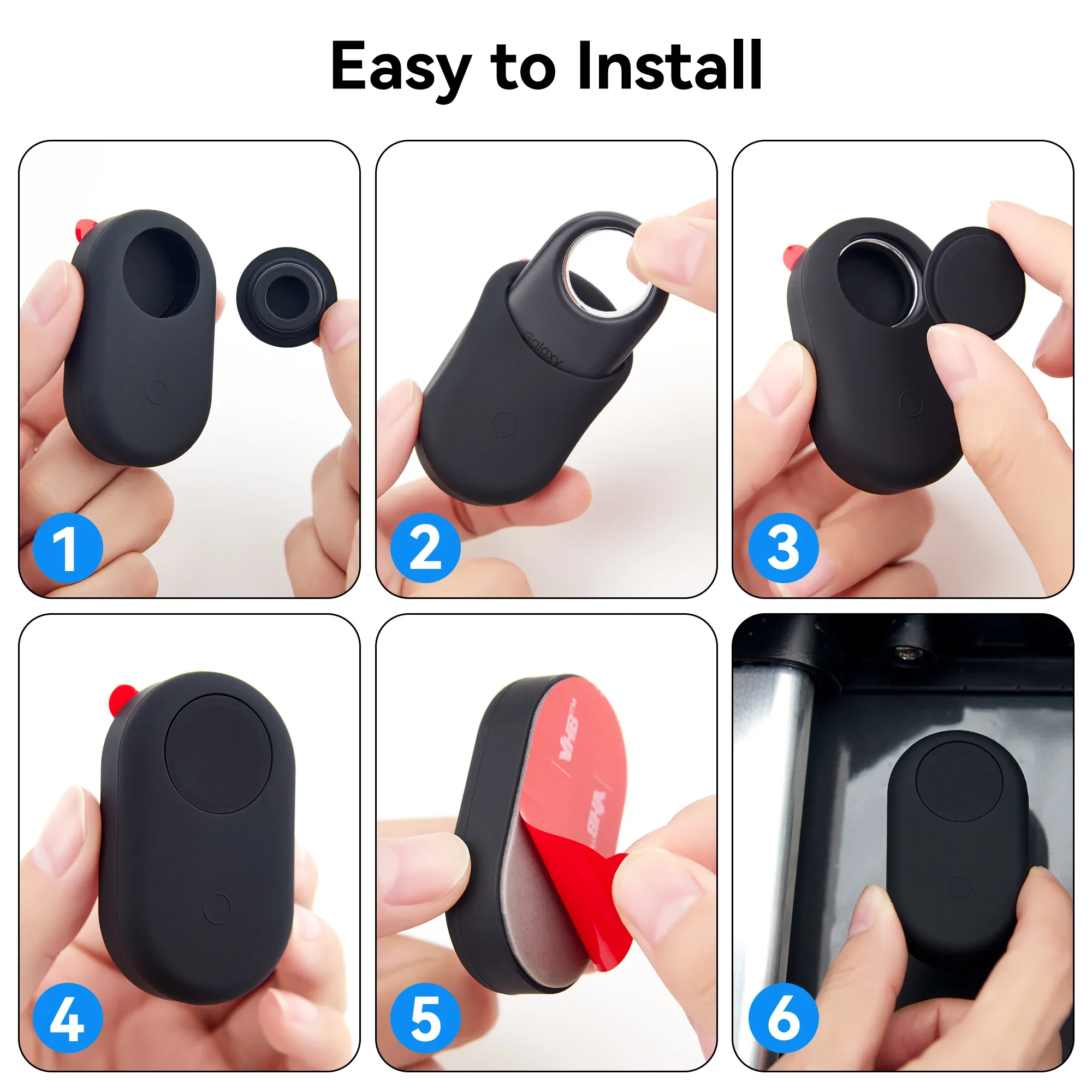 For Samsung Galaxy SmartTag2 Case Silicone Holder with Adhesive Sticker Galaxy Smart Tag 2 Holder for Wallet, Luggage, Car, Bike