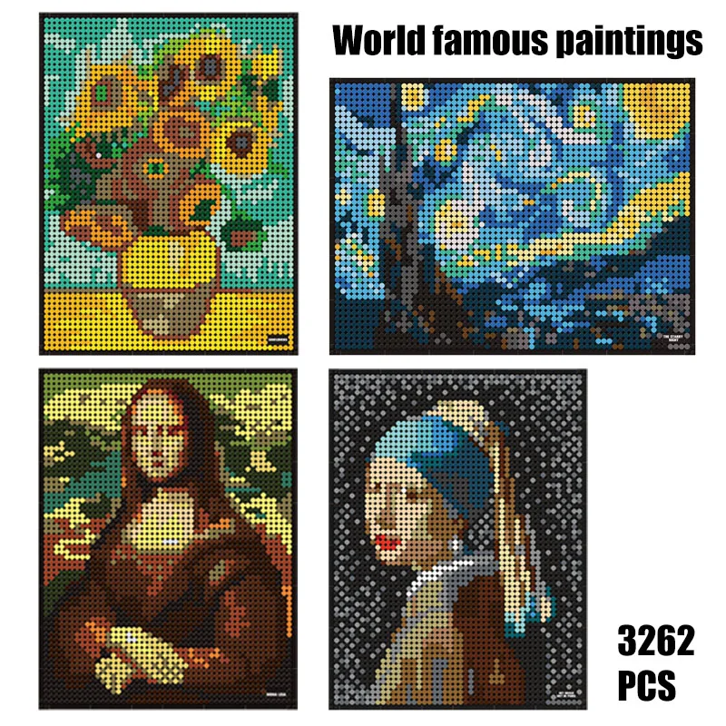 

4-типы всемирно известных картинок, строительные блоки, искусство и ремесла, подвесные картины, строительные кирпичи, игрушка в подарок для взрослых и детей