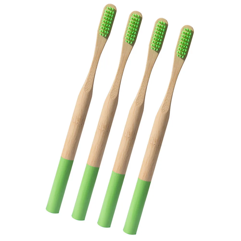 

4Pcs Bamboo Toothbrush Premium Material Colorful Handles Effective Teeth Cleaning Healthy Toothbrush