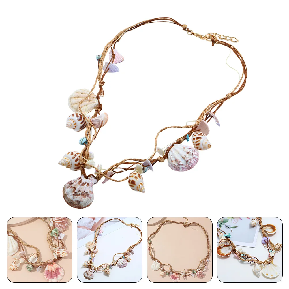 Shell Necklace Costume Mermaid Accessories for Women Ladies Necklaces Pendant Set Decorations