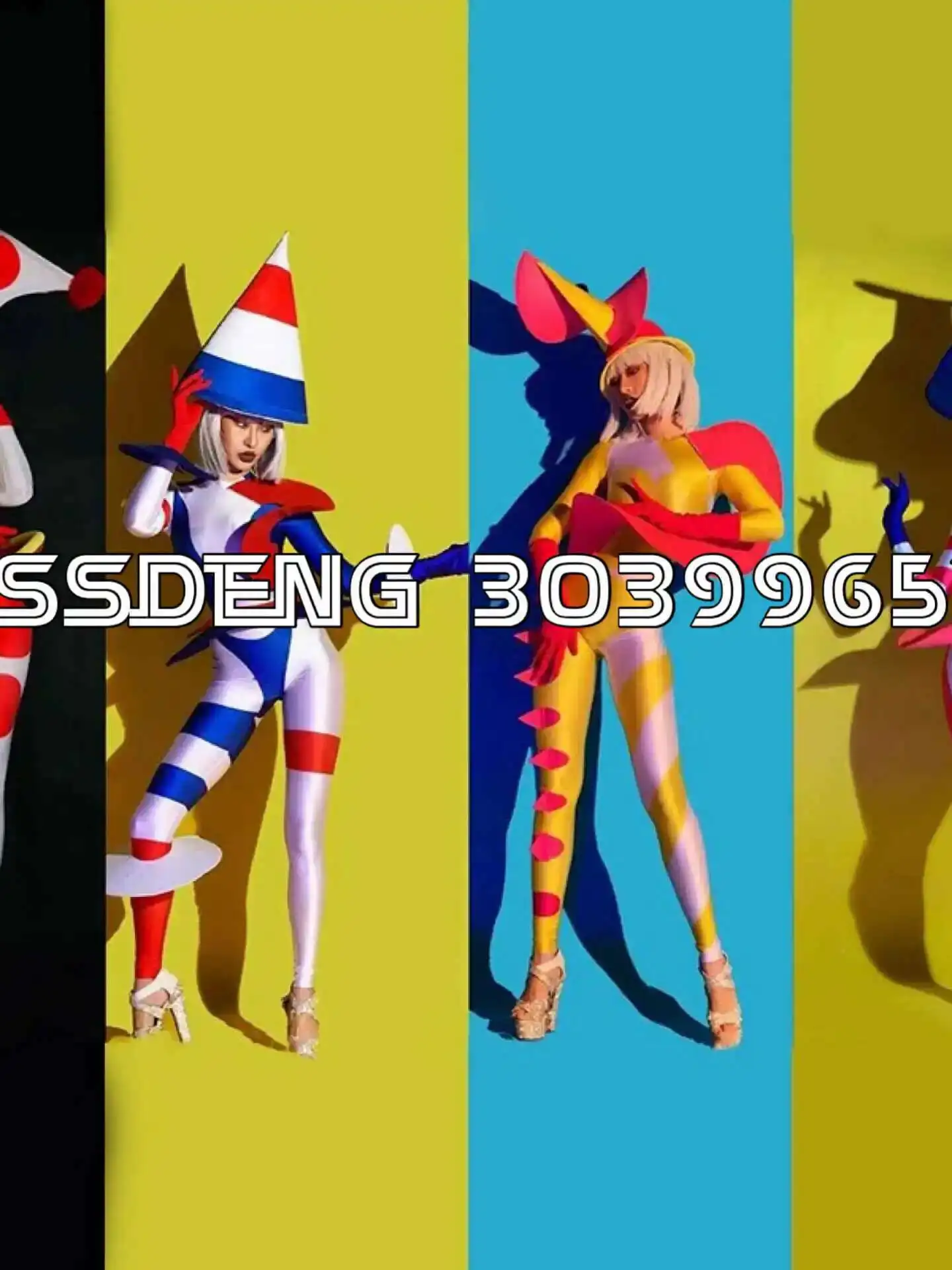 موكب السيرك حزب اللبنات مهرج الدمى الملونة الحلوى السراويل الطويلة أداء زي ملاهي تأثيري