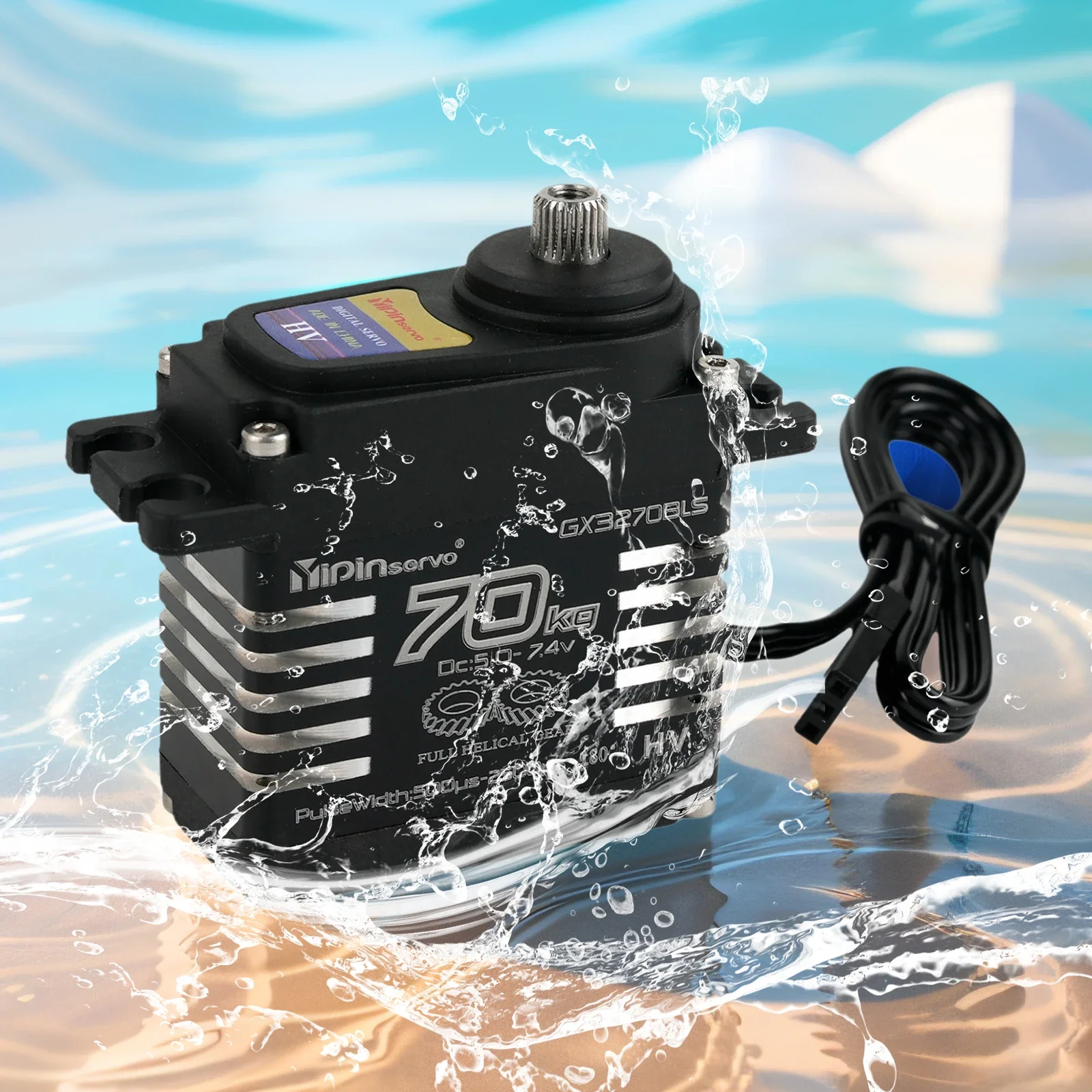 70KG Digital Servo High Torque Steel Helical Gear IP68 Waterproof Brushless Motor for 1/8 1/10 Scale RC Car Buggy Crawler
