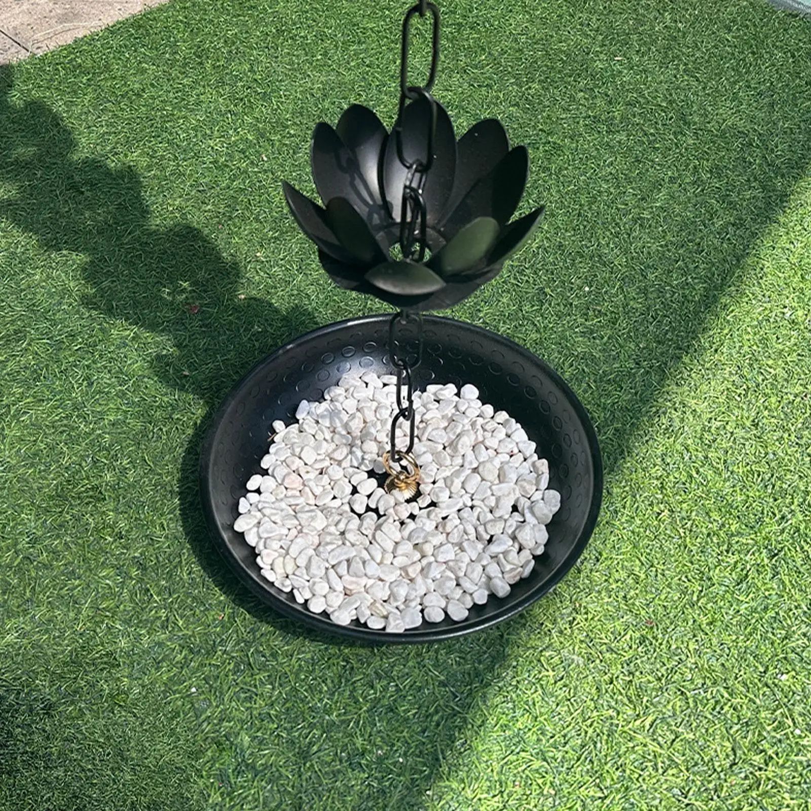Rain Chain Spill Bowl Anchoring Aluminum Alloy Basin for Lawn Patio Garden Water Feature Courtyard