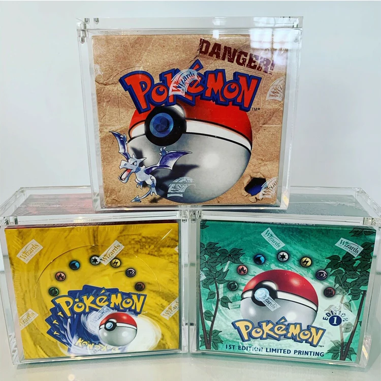 6mm thickness Clear Booster Box Collector Gifts Transparent Acrylic Game Cards Protector Display Case Magnetic Lid for Pokemon