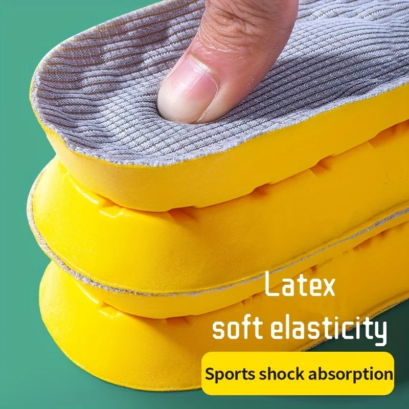 2 pares de plantillas de espuma viscoelástica de látex suave 4D amarillas con soporte deportivo insertado en plantillas transpirables para hombres y mujeres ru