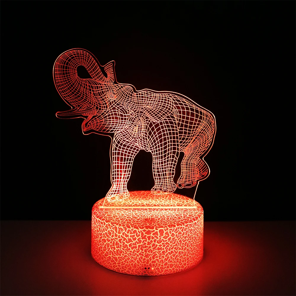 

Elephant 3D Optical Illusion Night Light 7 &16 Color Dimming Smart Touch Led Table Lamp USB Powered Home Decor Lighting