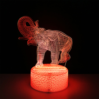 Elephant 3D Night Light Shape Optical Illusion With 7 &16 Color Dimming Led Table Lamp USB  Powered Home Decor Lighting