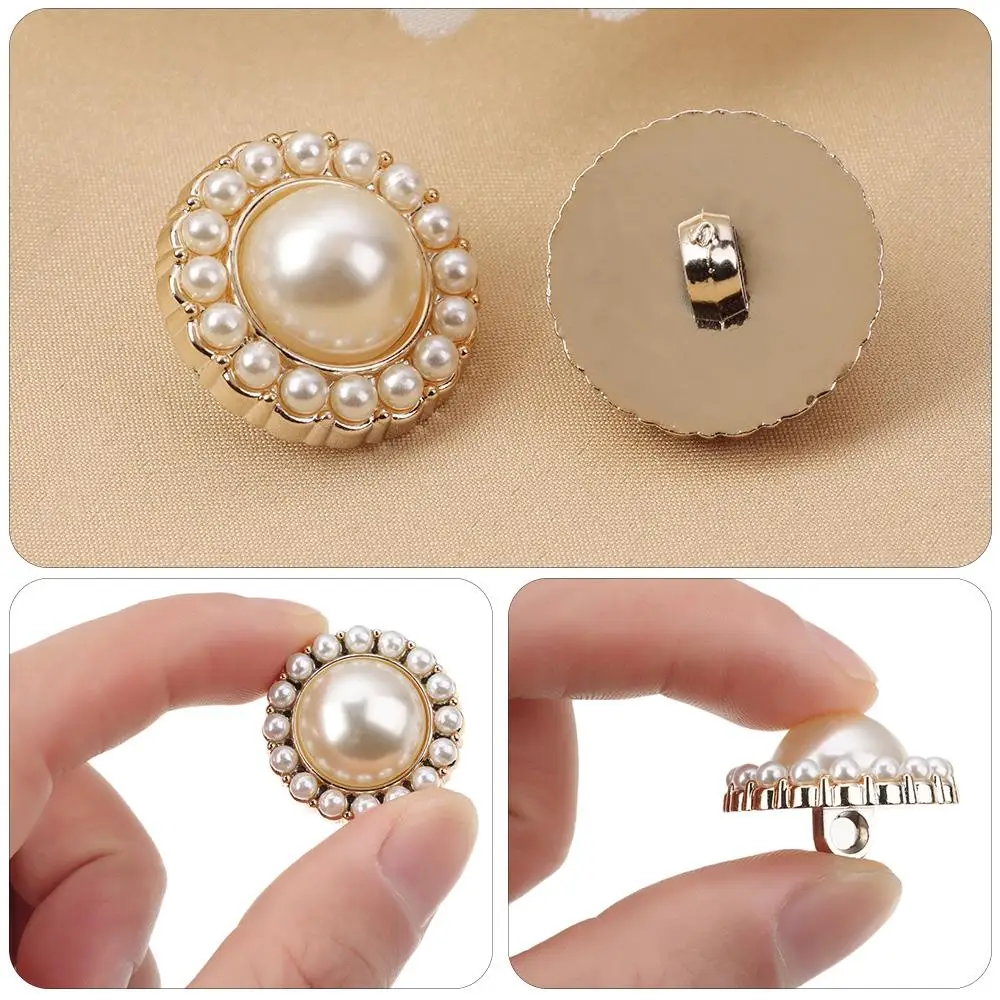 10Pcs Alloy Pearl Clothing Buttons DIY Clothing Sewing Button Needlework Handmade Decorative Sewing Accessories