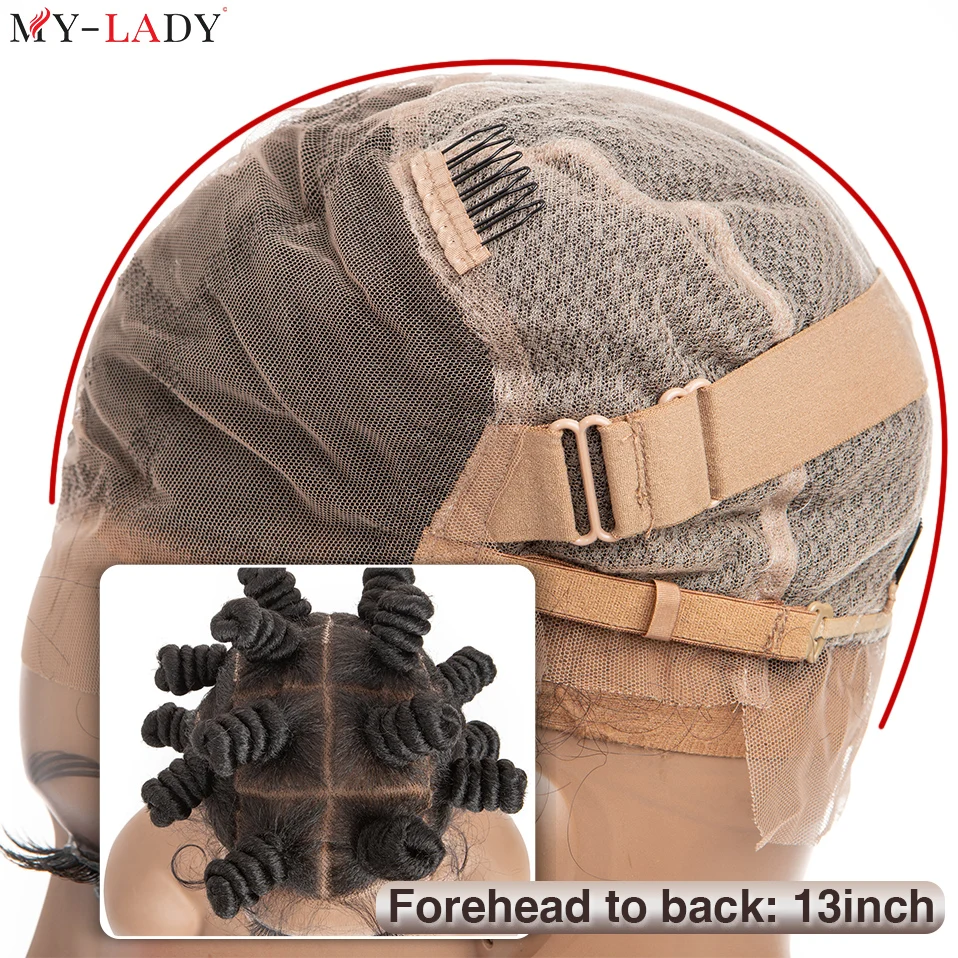 My-Lady 6 "Box trecce panini intrecciati intrecciati senza nodi Glueless capelli sintetici parrucca piena del merletto con i capelli del bambino parrucche Afro delle donne nere