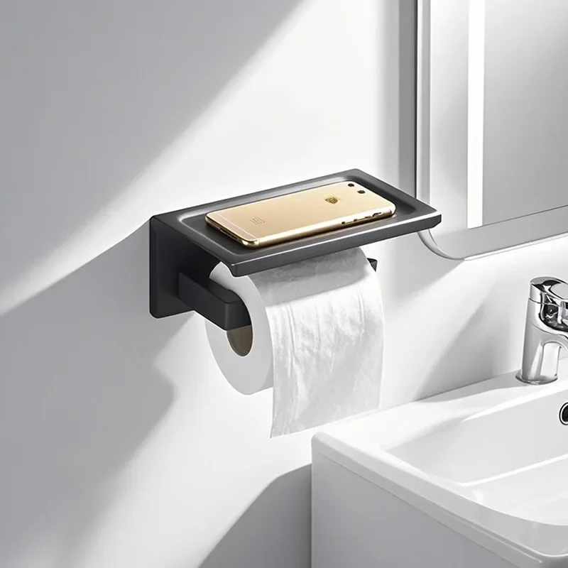 

Durable 304 Stainless Steel Toilet Paper Holder Hotel Bathroom Mobile Phone Holder Wall-mounted Creative Paper Holder
