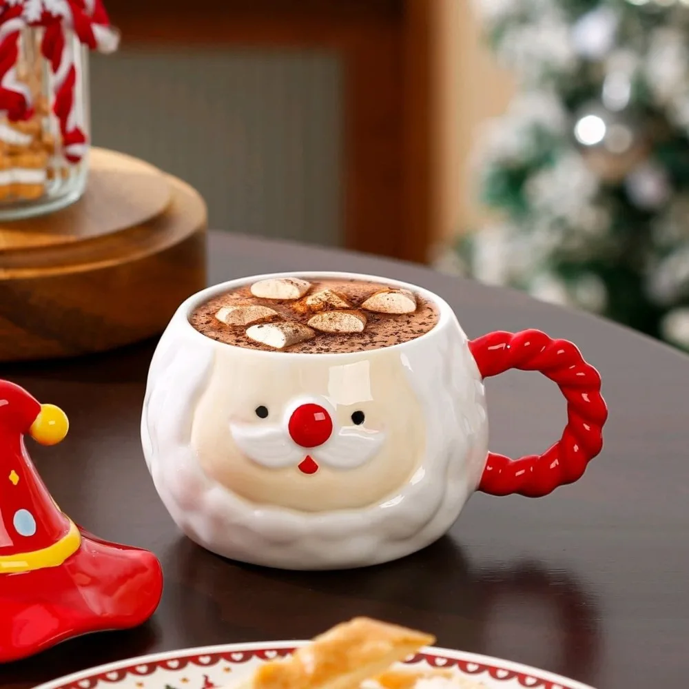 380Ml Christmas Gift Magic Hat Santa Claus Ceramic Mug Creative Design Strange Gift with Lid  Mugs Coffee Cups Drinkware