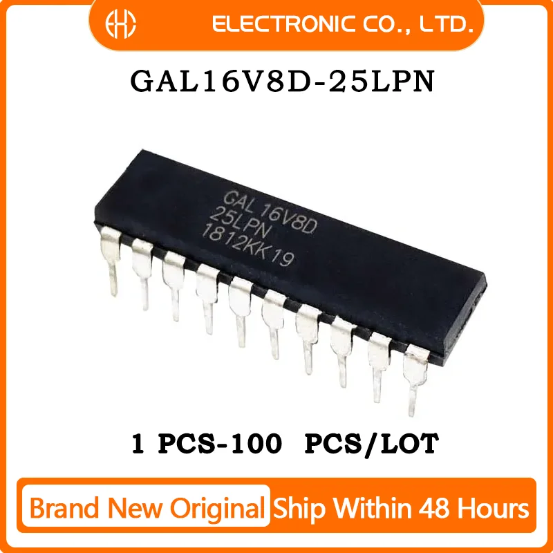 5PCS/10PCS/50PCS/100PCS GAL16V8D-25LPN IC CPLD 8MC 25NS 20DIP Brand New Original IC Chip