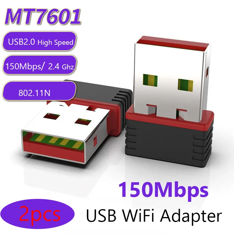 2 шт. MT7601 150 Мбит/с беспроводная сетевая карта мини-USB Wi-Fi адаптер 150 м беспроводная сетевая карта Wi-Fi приемник ключ для ПК