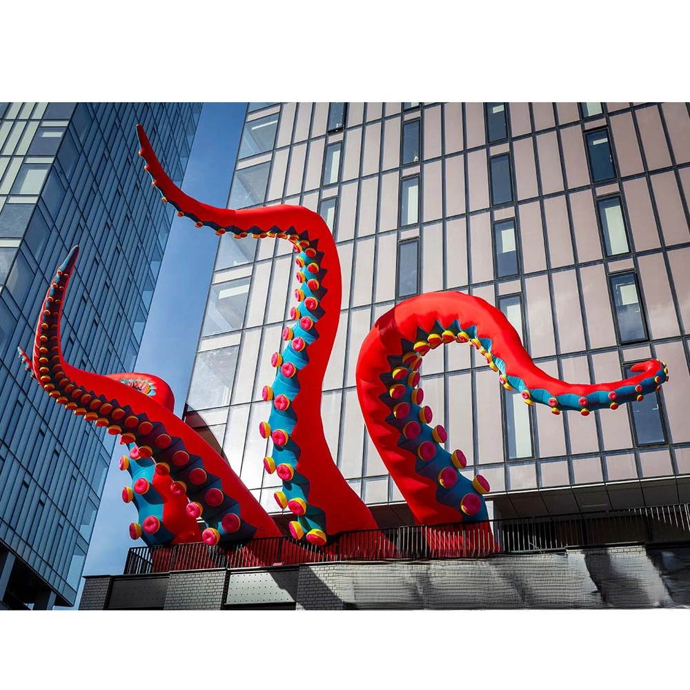 

Octopus Tentacles Red Inflatable With Built-In Blower Inflatable Octopus Arm Feet For Outdoor Building Roof Halloween Decoration