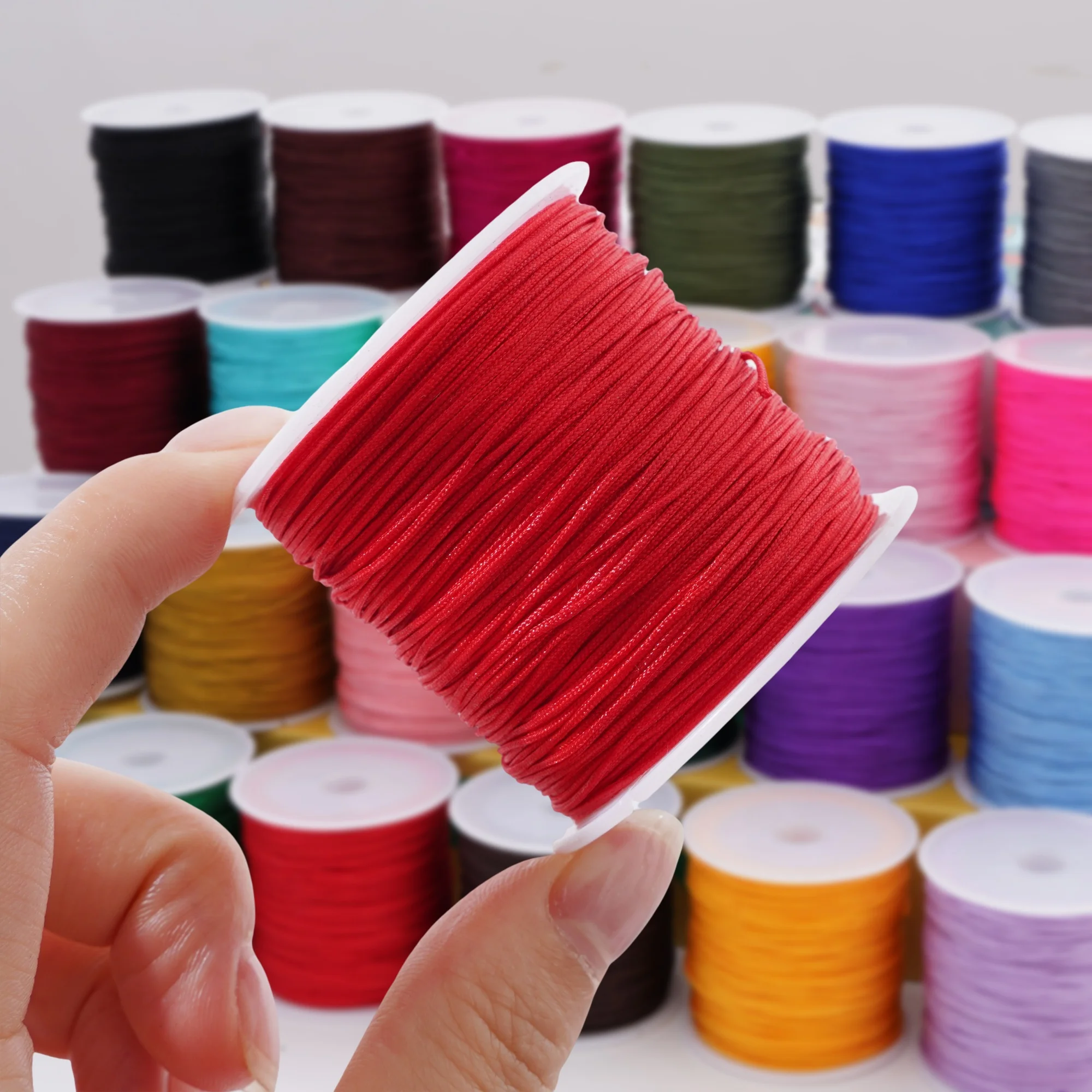 

0.8mm 10-45M Nylon Rattail Cord Satin String DIY Beading Braided Thread for Chinese Knot Bracelet Trim Craft Decoration Supplies