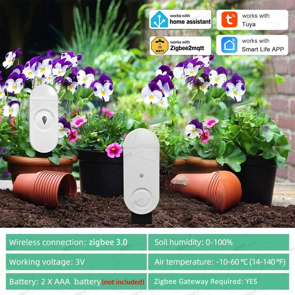3-in-1/4-in-1 Zigbee Bodenfeuchtigkeitssensor, Luftfeuchtigkeitsmesser, Temperaturtester, Lichtdetektor, funktioniert mit Tuya Smart Life 2MQTT HA – Detail 10
