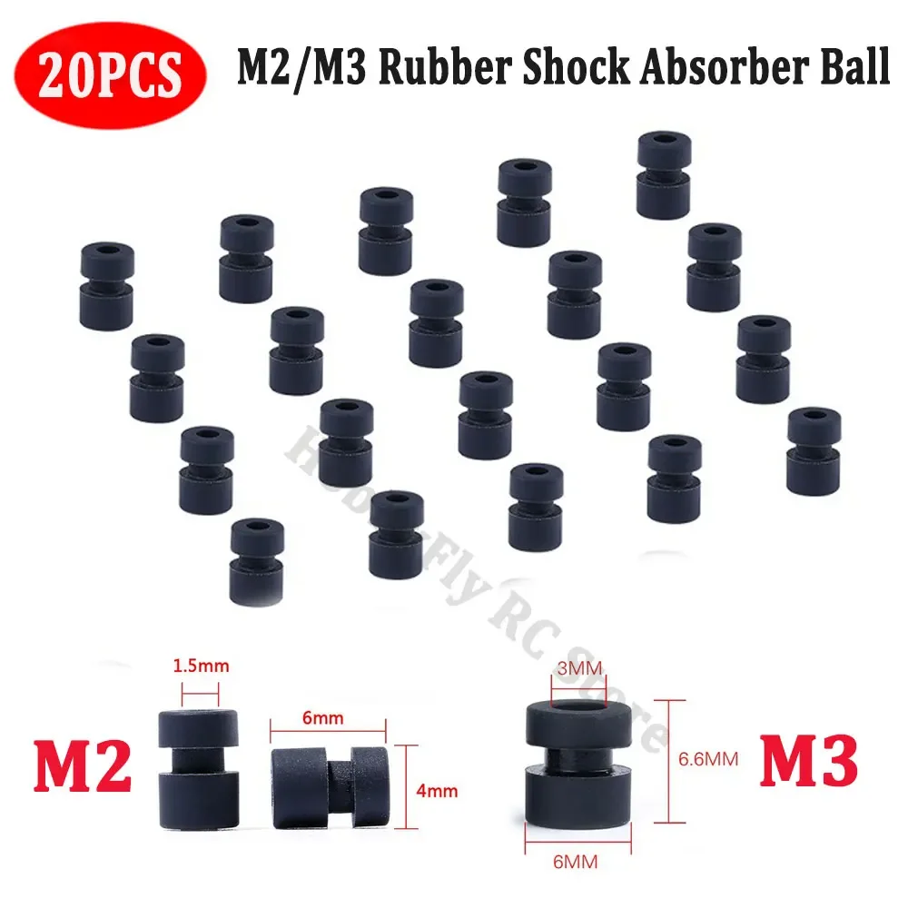 

20PCS M2 M3 Rubber Shock Absorber Ball Shock Damping Ball Anti-vibration Ball for F3 F4 F7 Flight Controller Damping RC FPV