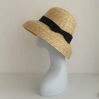 Handmade Women Cloche Hat Natural Wide Brim Summer Hats Ribbon Bow Ladies Fine Straw Fedoras Kentucky Derby UV Beach Hat Outdoor - Image 4