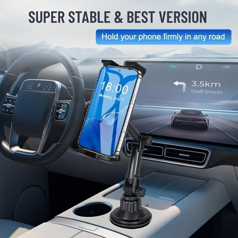 Cup Holder Tablet Mount& Phone Mount For Car,  Car Cradle Holder Phone Mount Compatible For Most 4-14