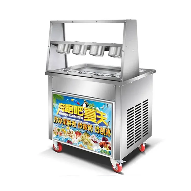 Commercial automatic ice frying machine, special machine for thick cutting and frying yogurt in single and double pots