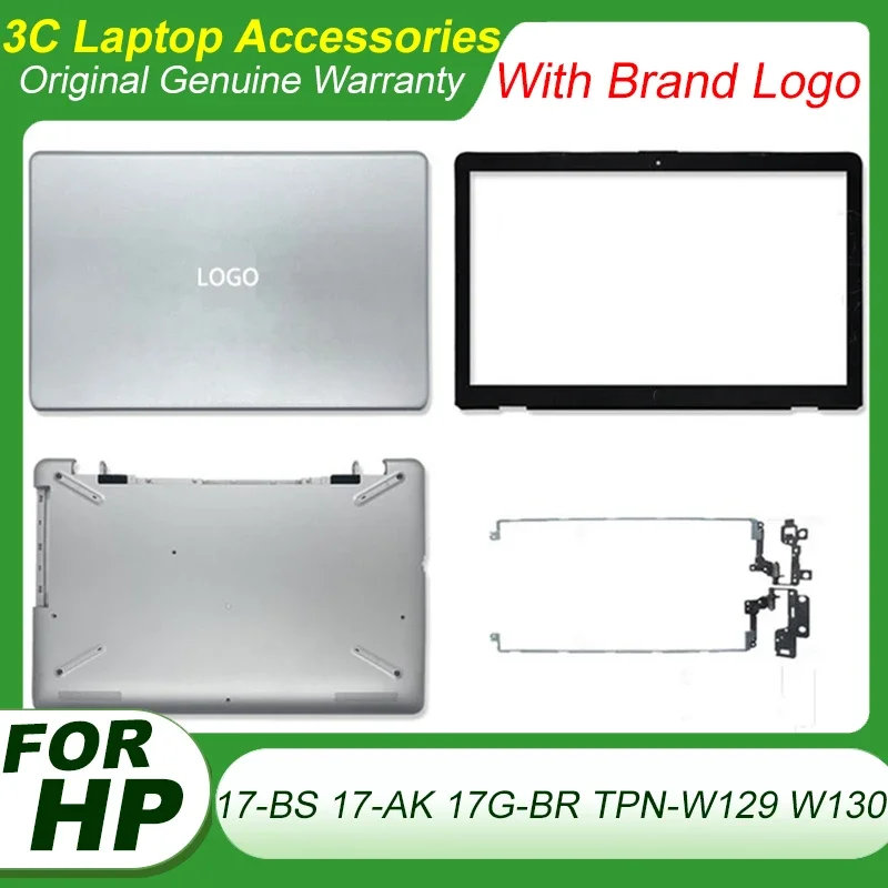 New For HP 17-BS 17-AK 17G-BR TPN-W129 W130 Laptop LCD Back Cover Top Lid Front Bezel LCD Hinges Bottom Base Case Silver 17.3