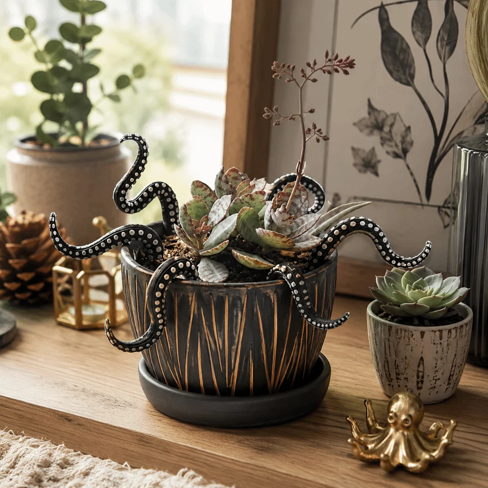 Potted Plant Decor Resin Tentacle Plant Post Funny Irregular Flowerpot Decoration Creative Garden Decor for 7Pcs Garden