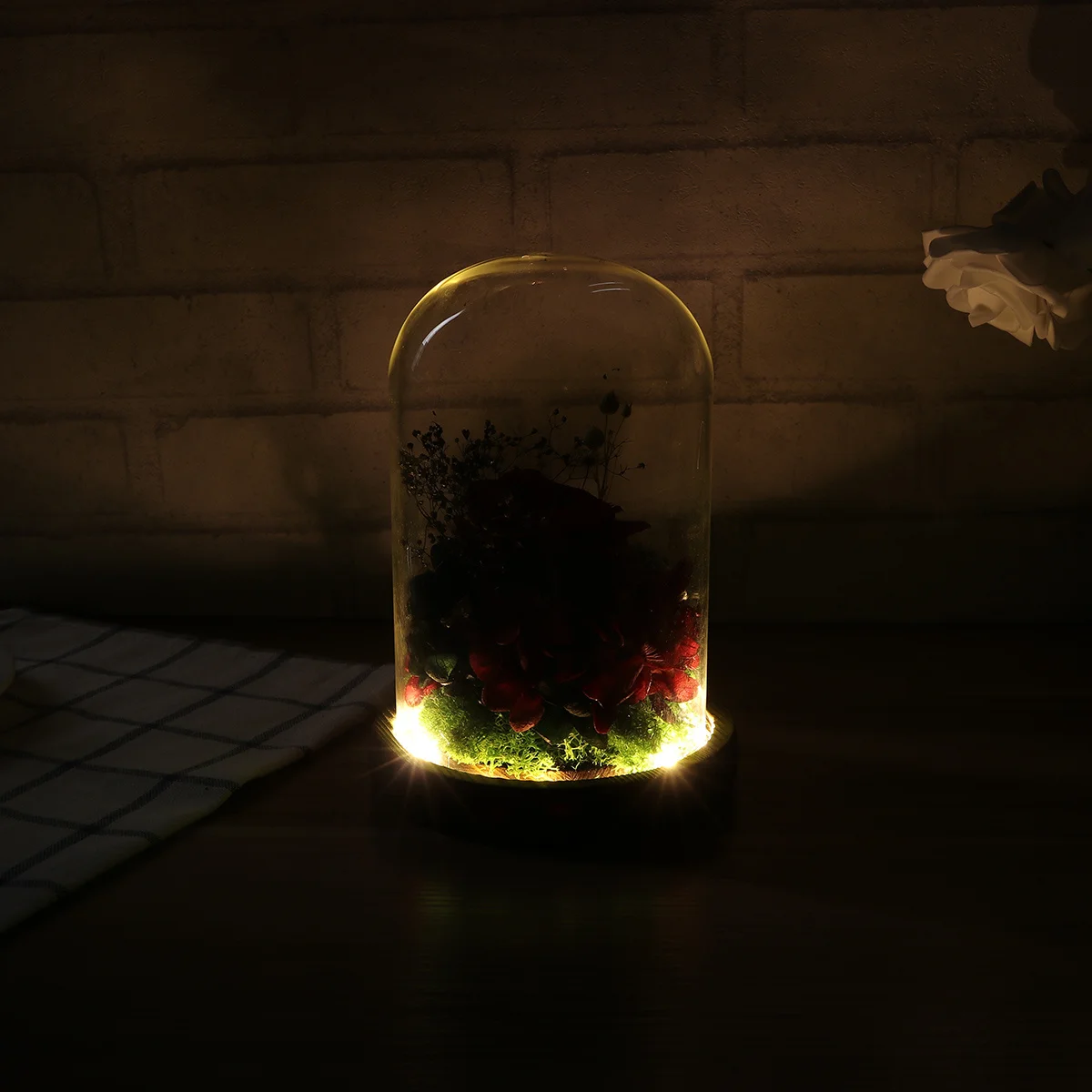 

Dome Led Lamp Preserved Rose Decorative Table Light For Bedroom Office Table Lamp Party Wedding Decoration