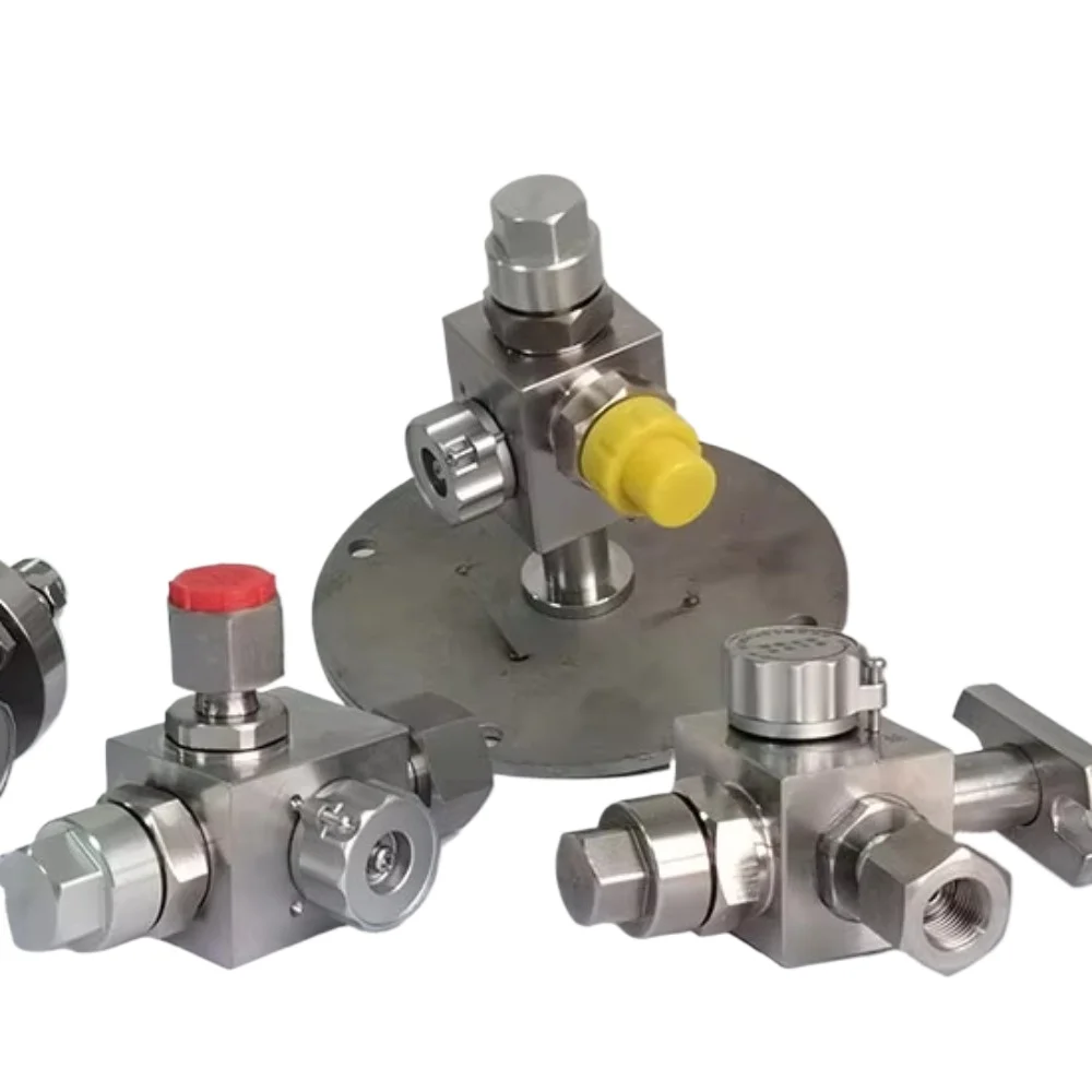 Non dismantling valve manifold, pressure gauge stainless steel 3-valve group
