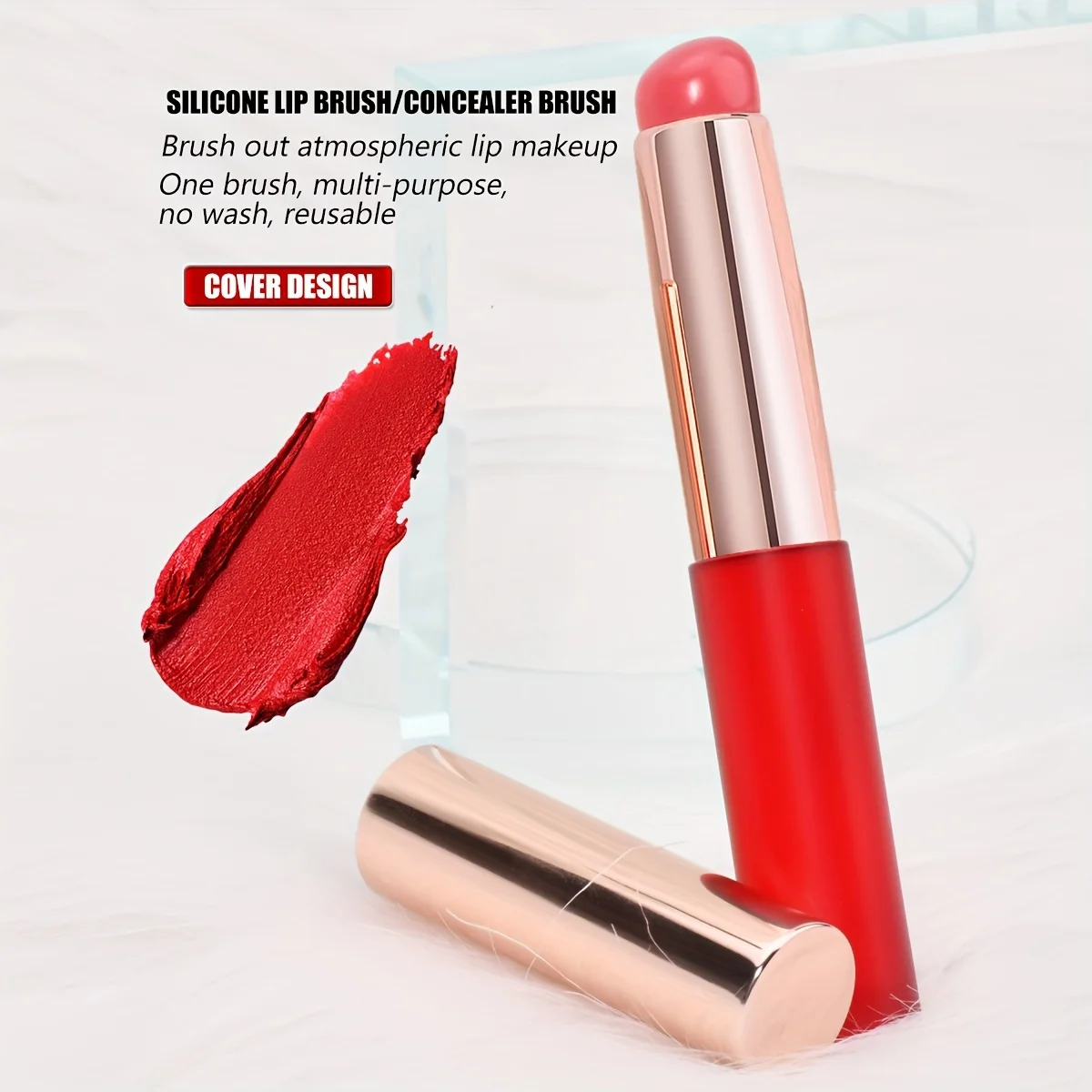 Zachte multifunctionele siliconen lippenborstel - 1-delig met dop, ronde siliconen punt, kan ook worden gebruikt voor het aanbrengen van nagellak