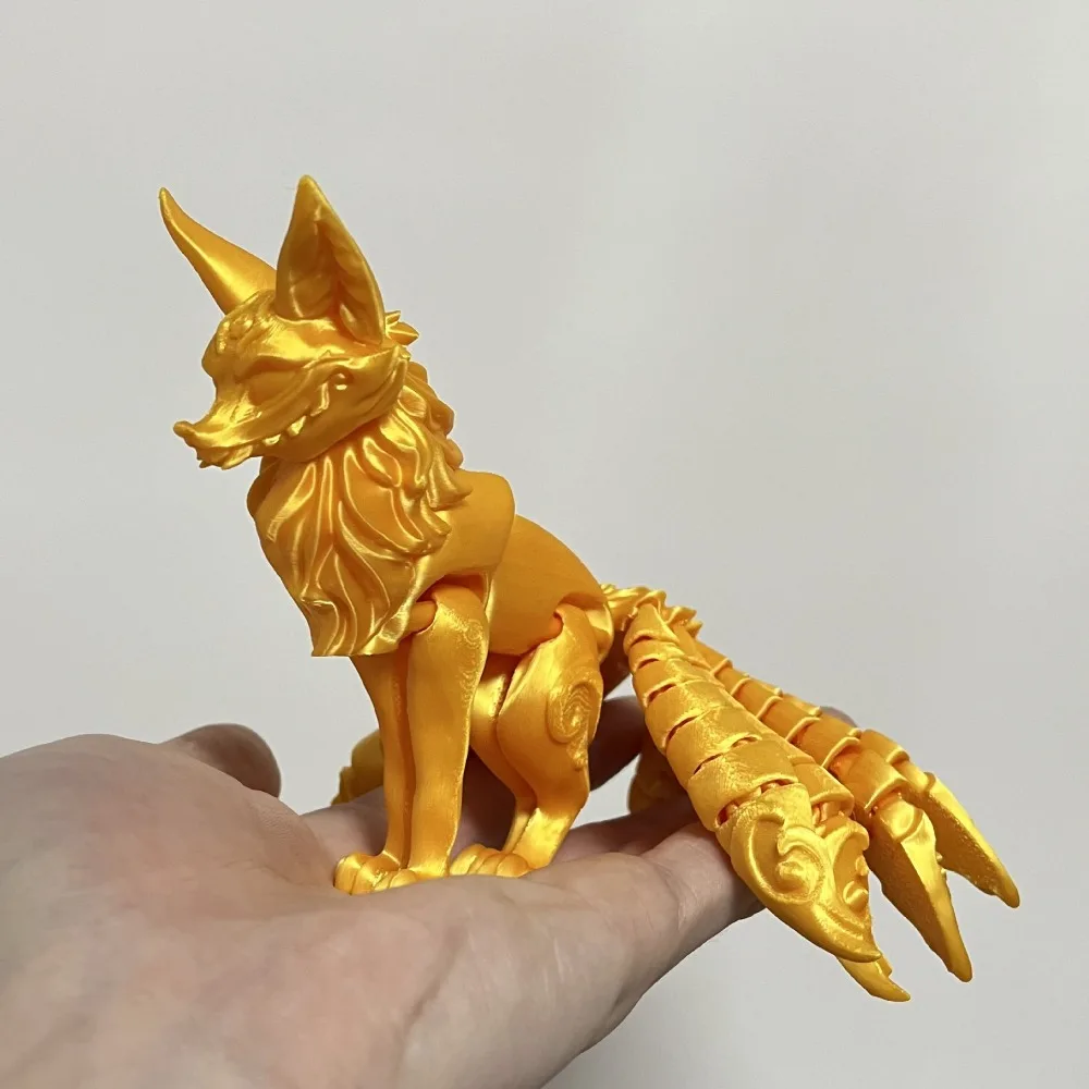 

Nine-tailed 3D Printed Model Multi-jointed Articulated Animal Figurine Toy Simulation Movable Printed 3D Toy Desktop Decoration